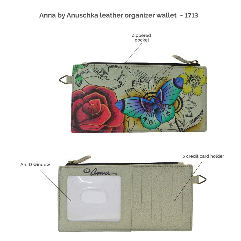 Anna by Anuschka Women's Hand Painted Genuine Leather Organizer Wallet - Precious Peony - Image 3